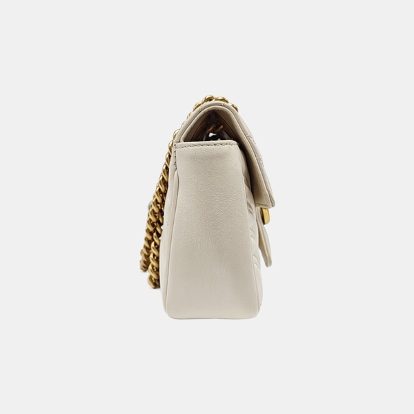 GG Marmont Small Quilted Calfskin White