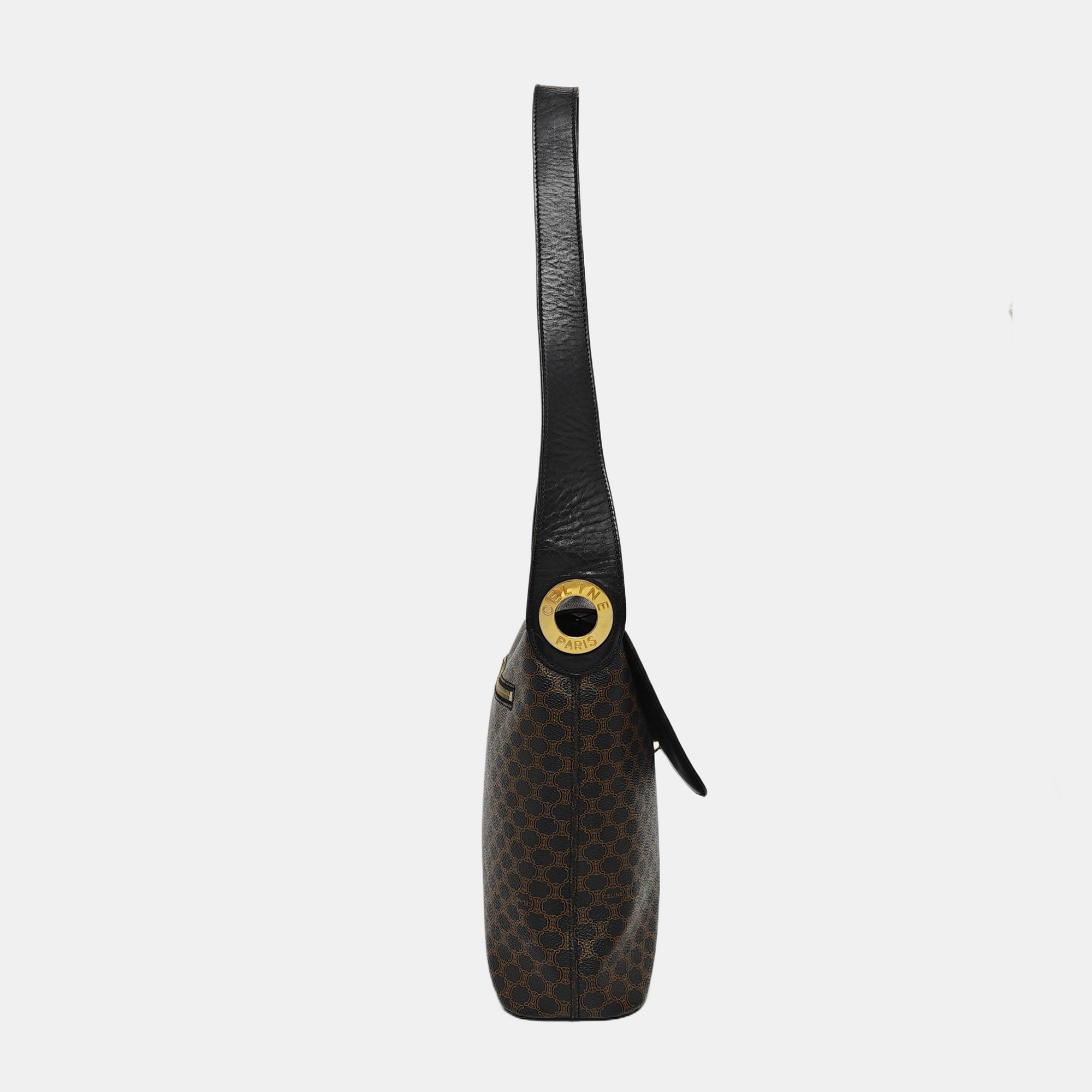 Coated Canvas Shoulder Bag Brown