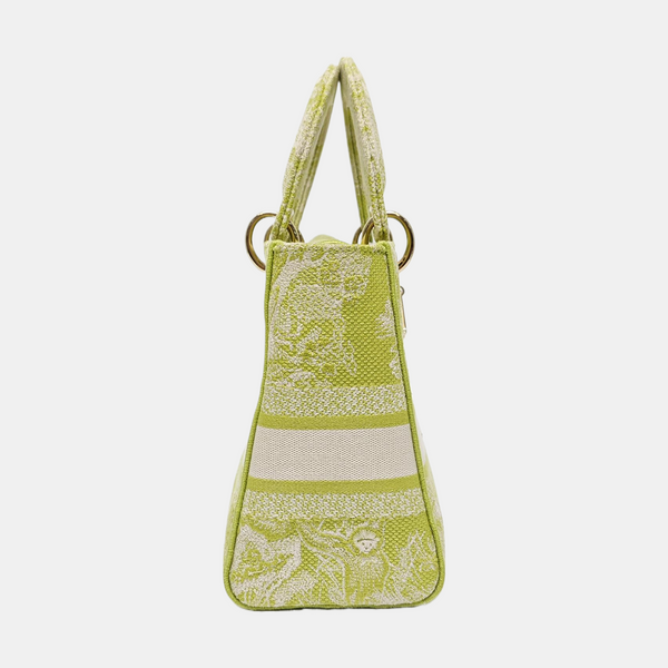 Authenticated pre-owned  Lady D-Lite Medium Fabric Green - Tote Bag at Looply