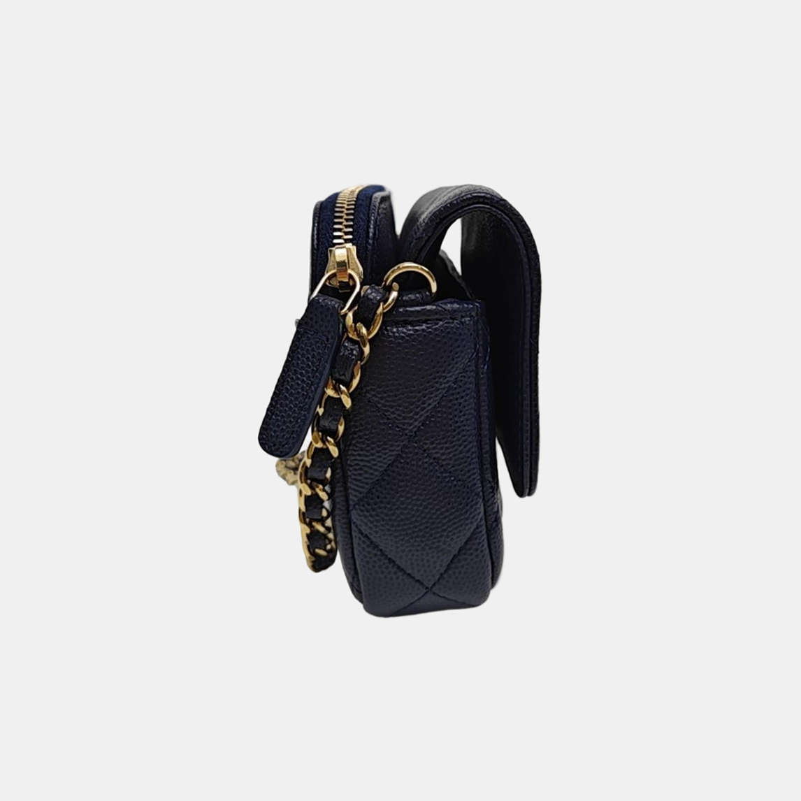 CLASSIC FLAP Mini Quilted Grained Calfskin Blue