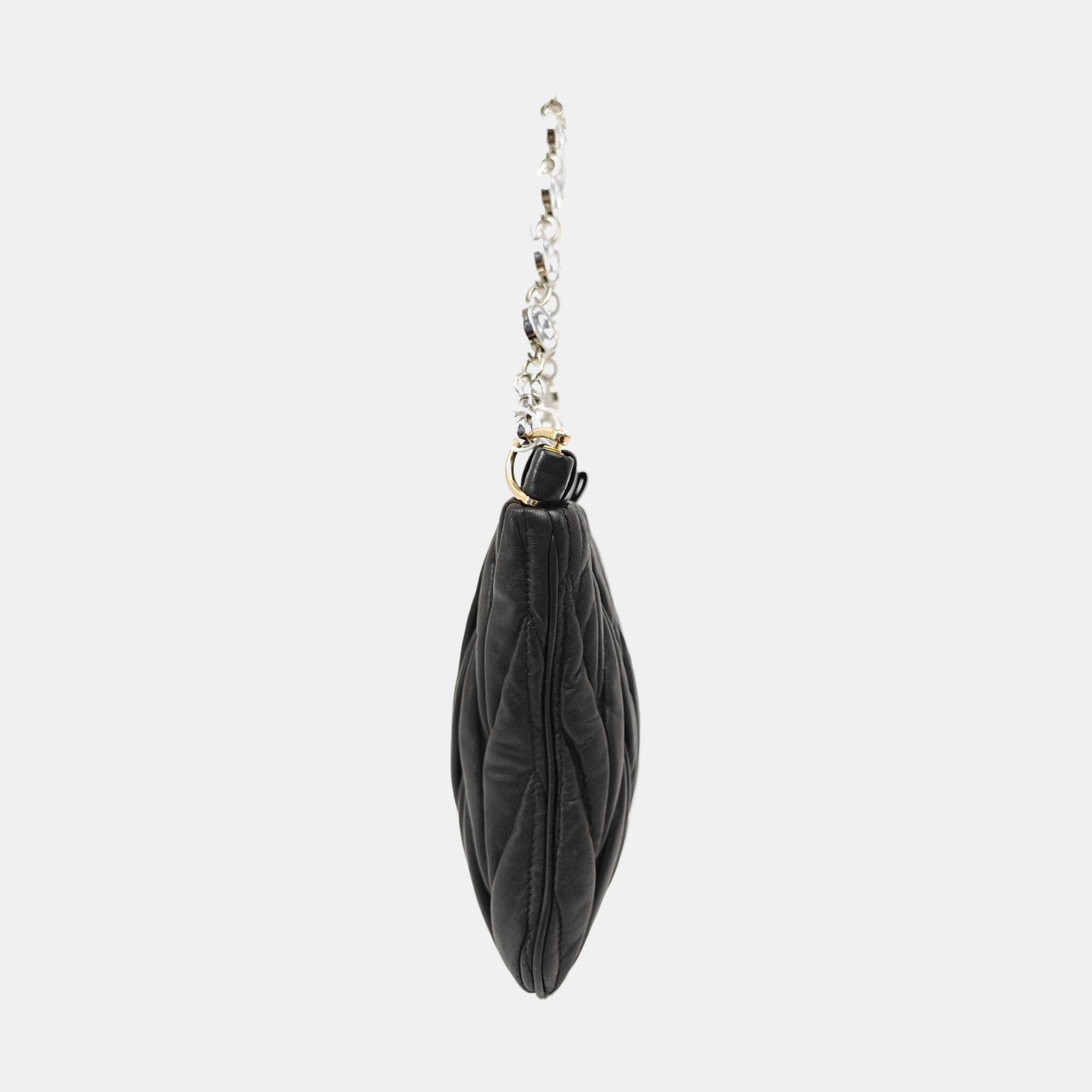 Quilted Lambskin Top Handle Bag Black
