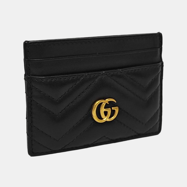 Authenticated pre-owned  GG Marmont Quilted Calfskin Black Card Holder - Card Holder at Looply