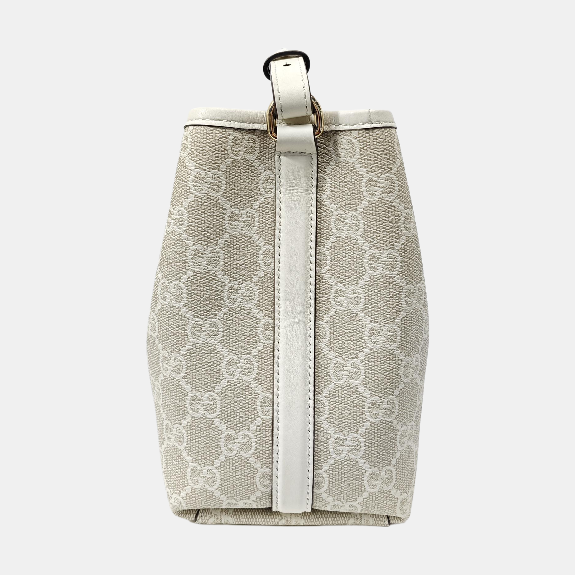 GG Emblem Small Monogram Coated Canvas Beige