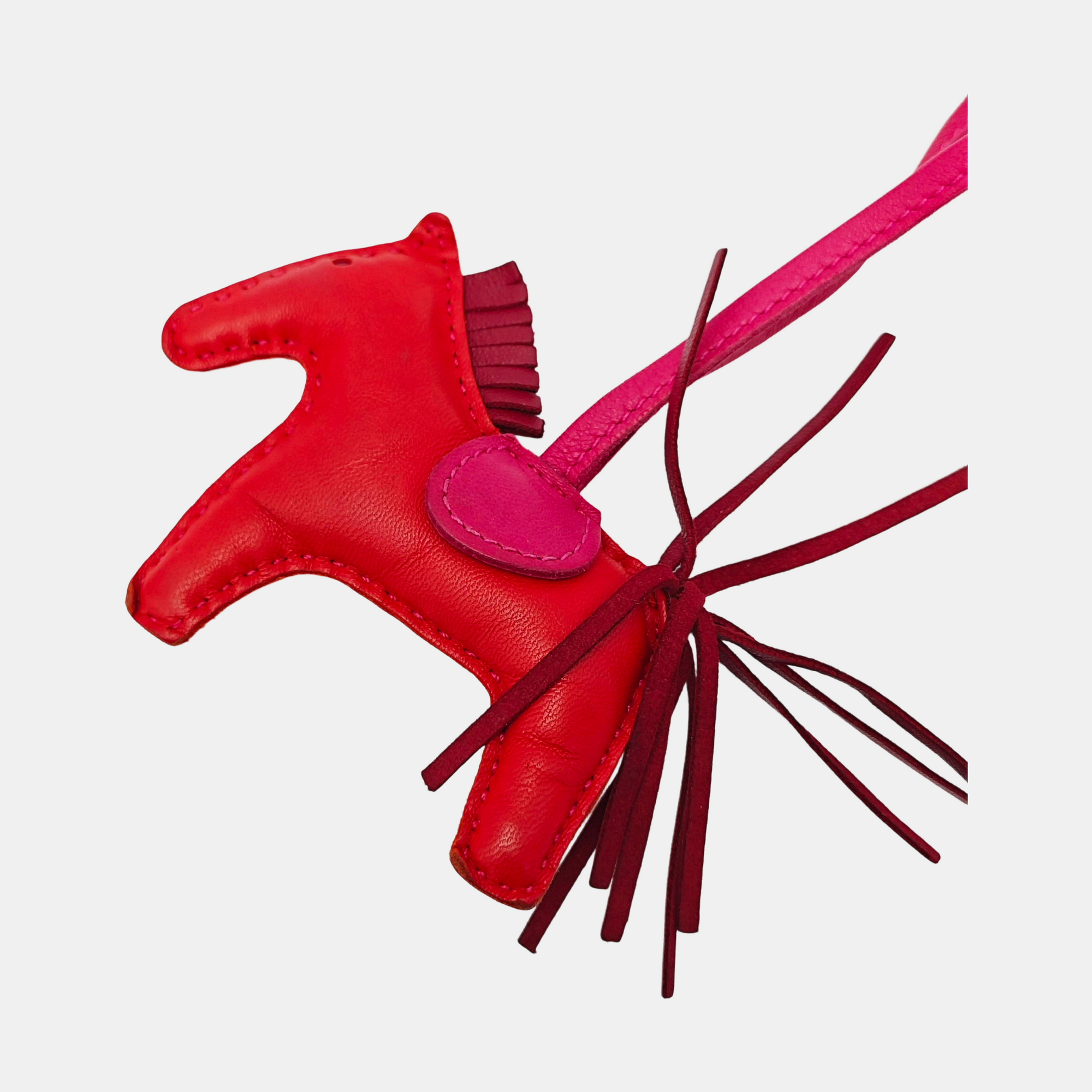 Leather Bag Charm Red