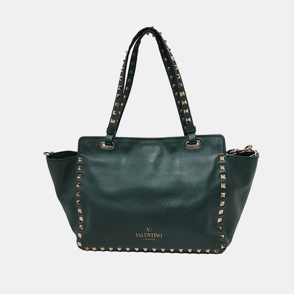 Authenticated pre-owned  Rockstud Small Calfskin Green - Tote Bag at Looply