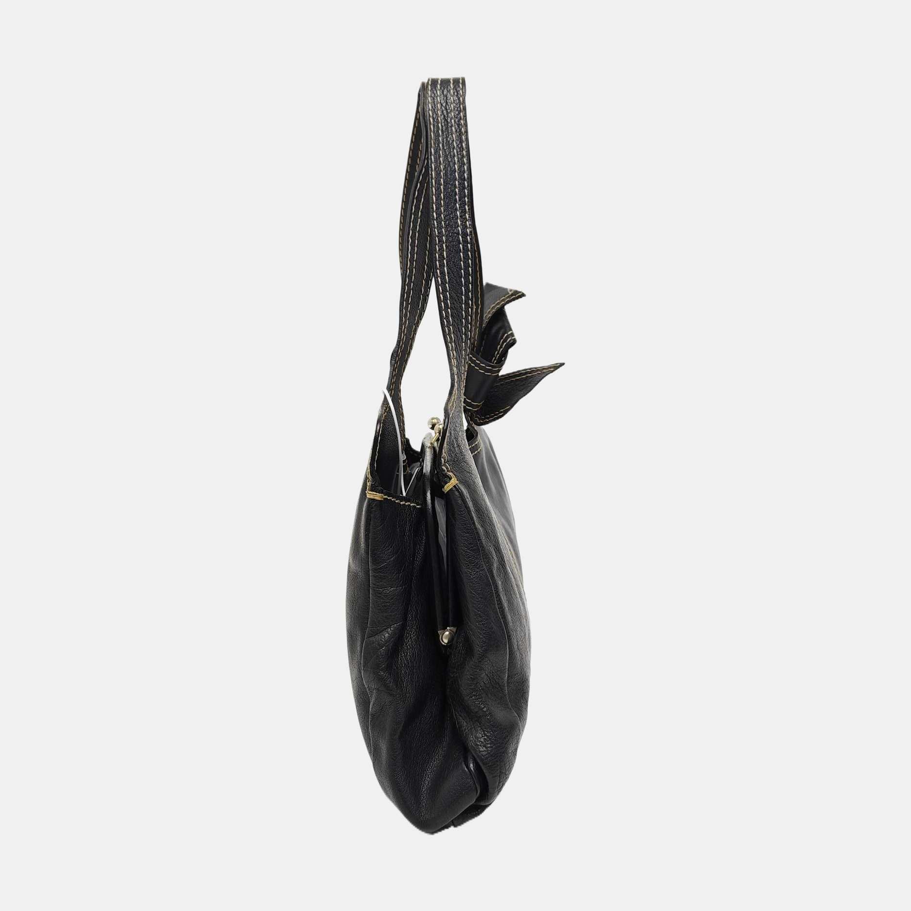 Quilted Calfskin Top Handle Bag Black