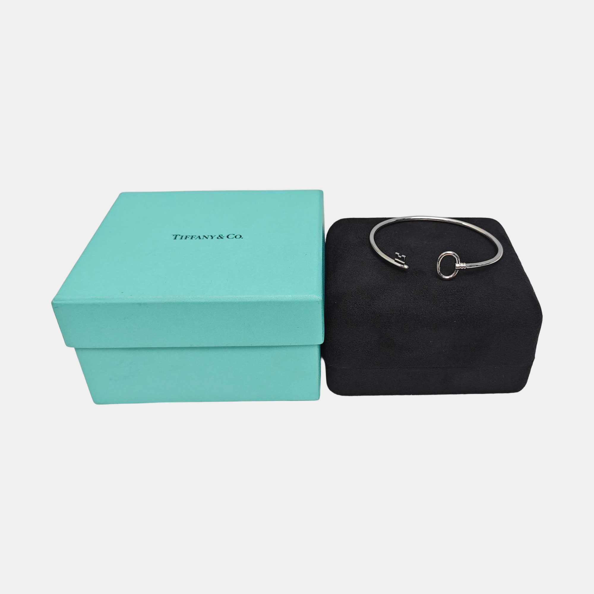 Tiffany Keys 18k White Gold Silver Bangle