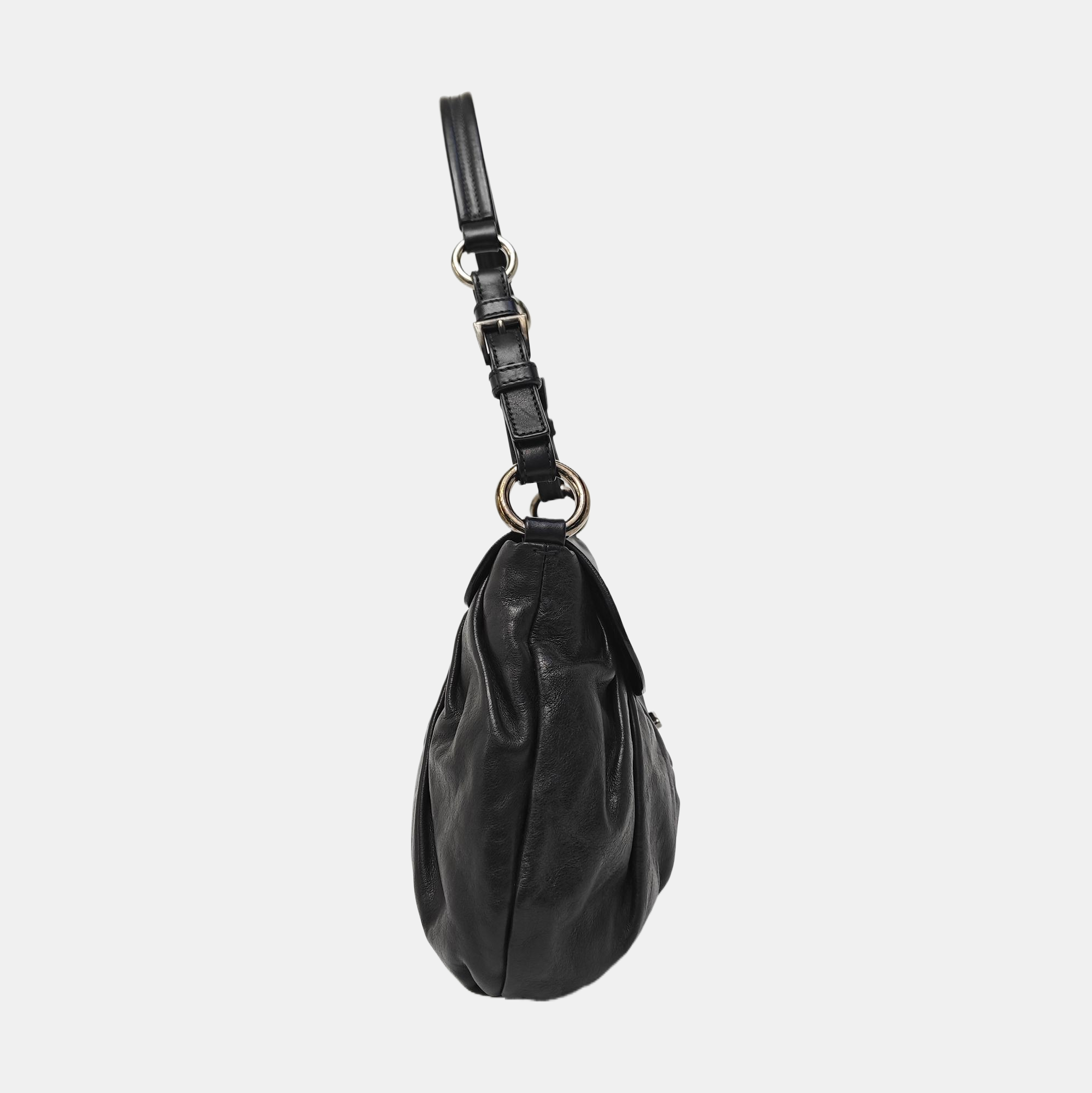 Leather Top Handle Bag Black