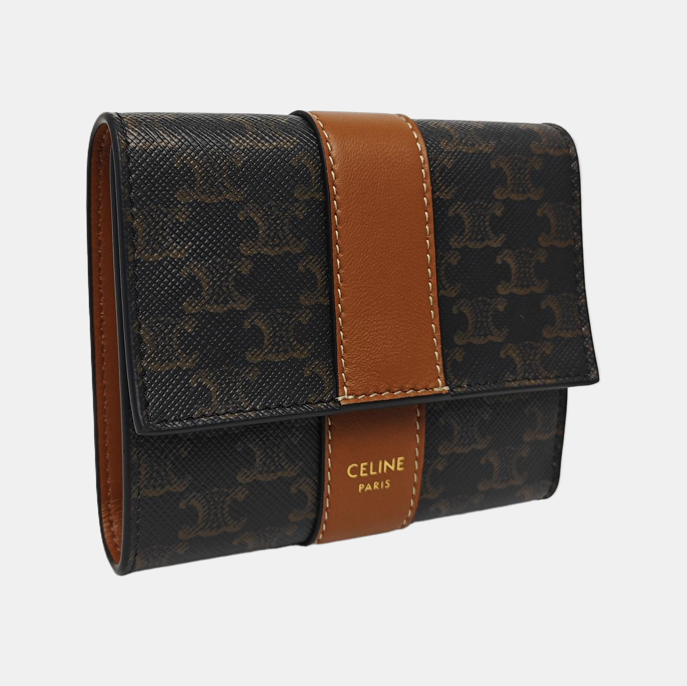 TRIOMPHE CANVAS Mini Coated Canvas Brown Wallet