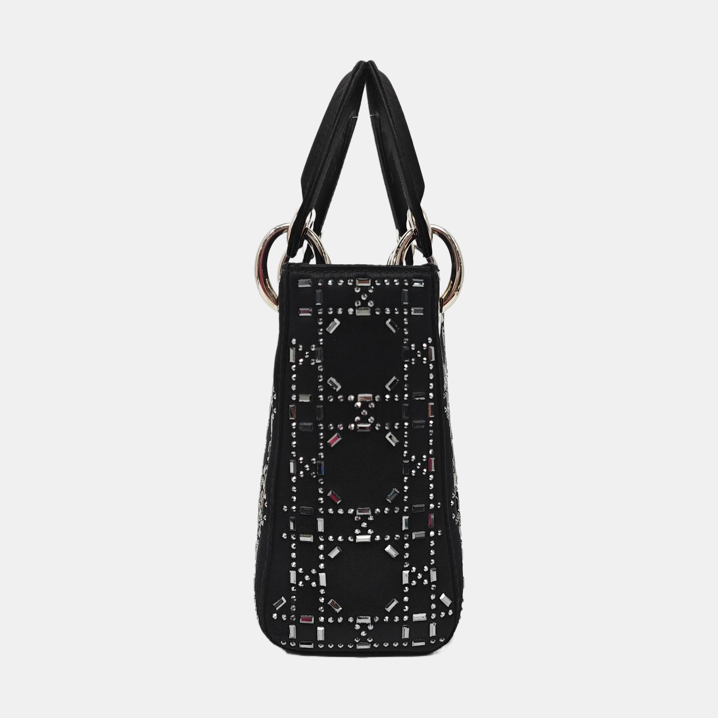 Lady Dior Mini Cannage Silk Satin Black