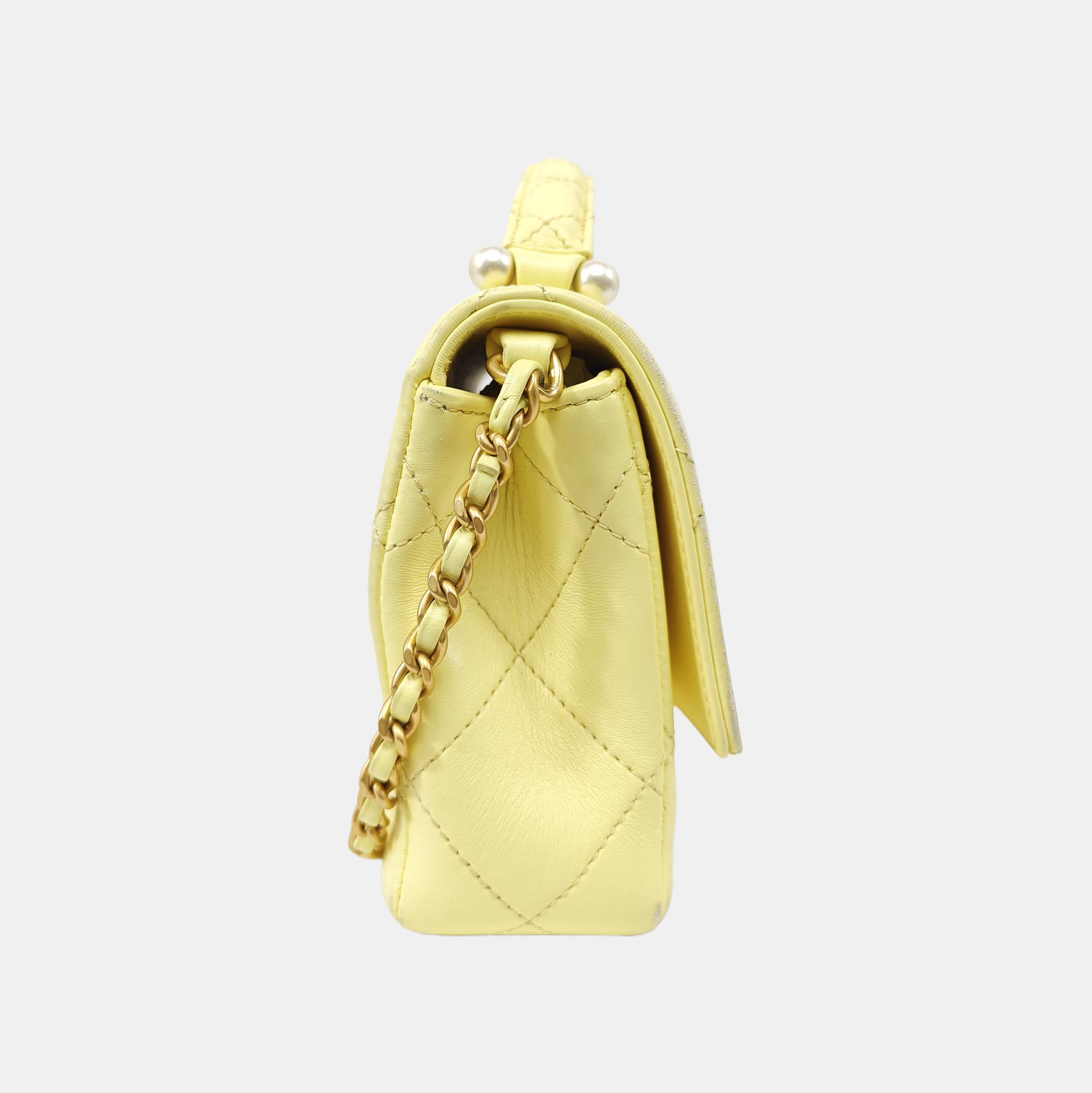 Quilted Lambskin Shoulder Bag Yellow
