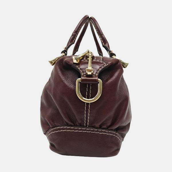 Calfskin Top Handle Bag Brown