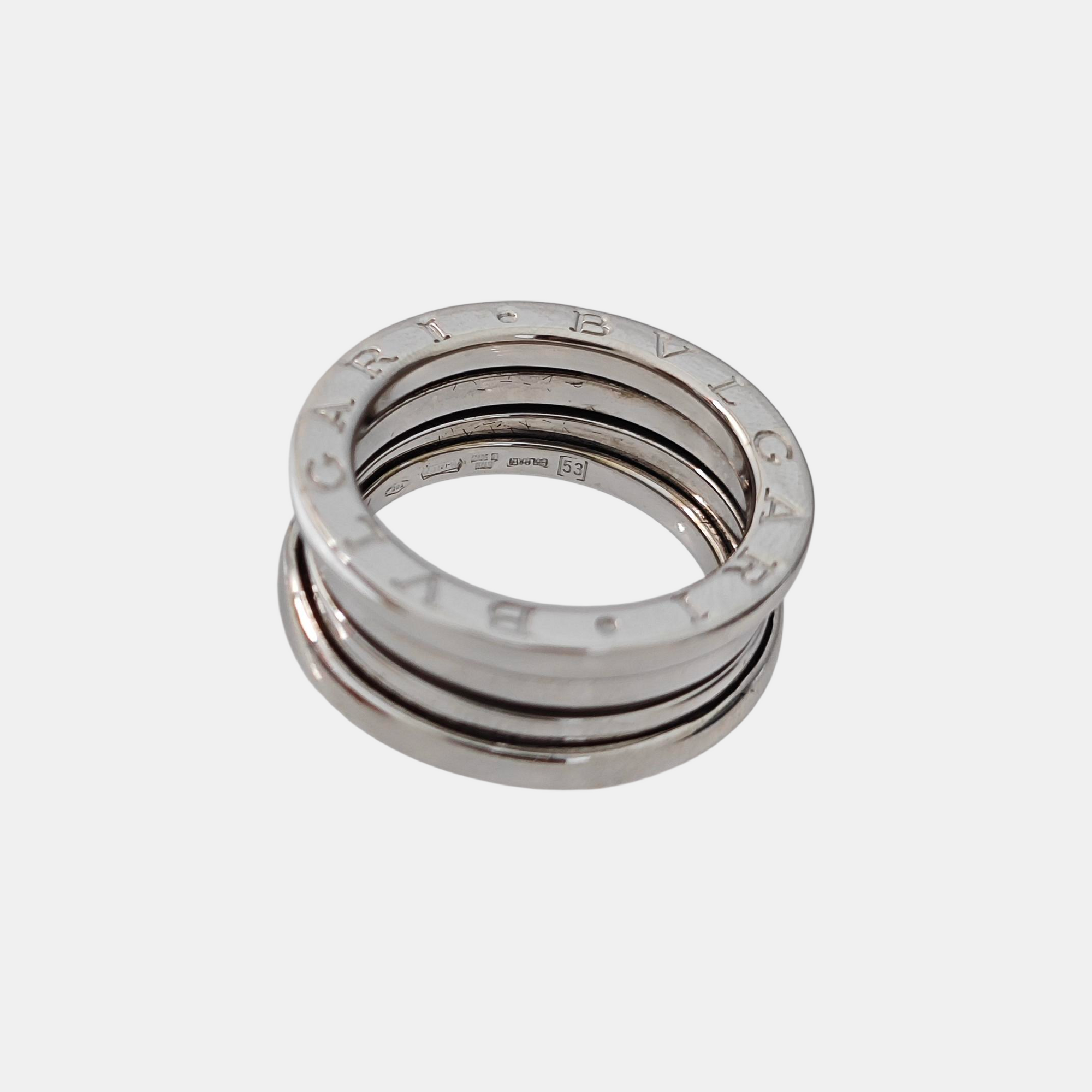 B.ZERO1 18k White Gold Silver Ring EU 53
