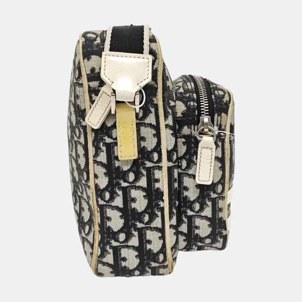 Oblique Coated Canvas Shoulder Bag Gray