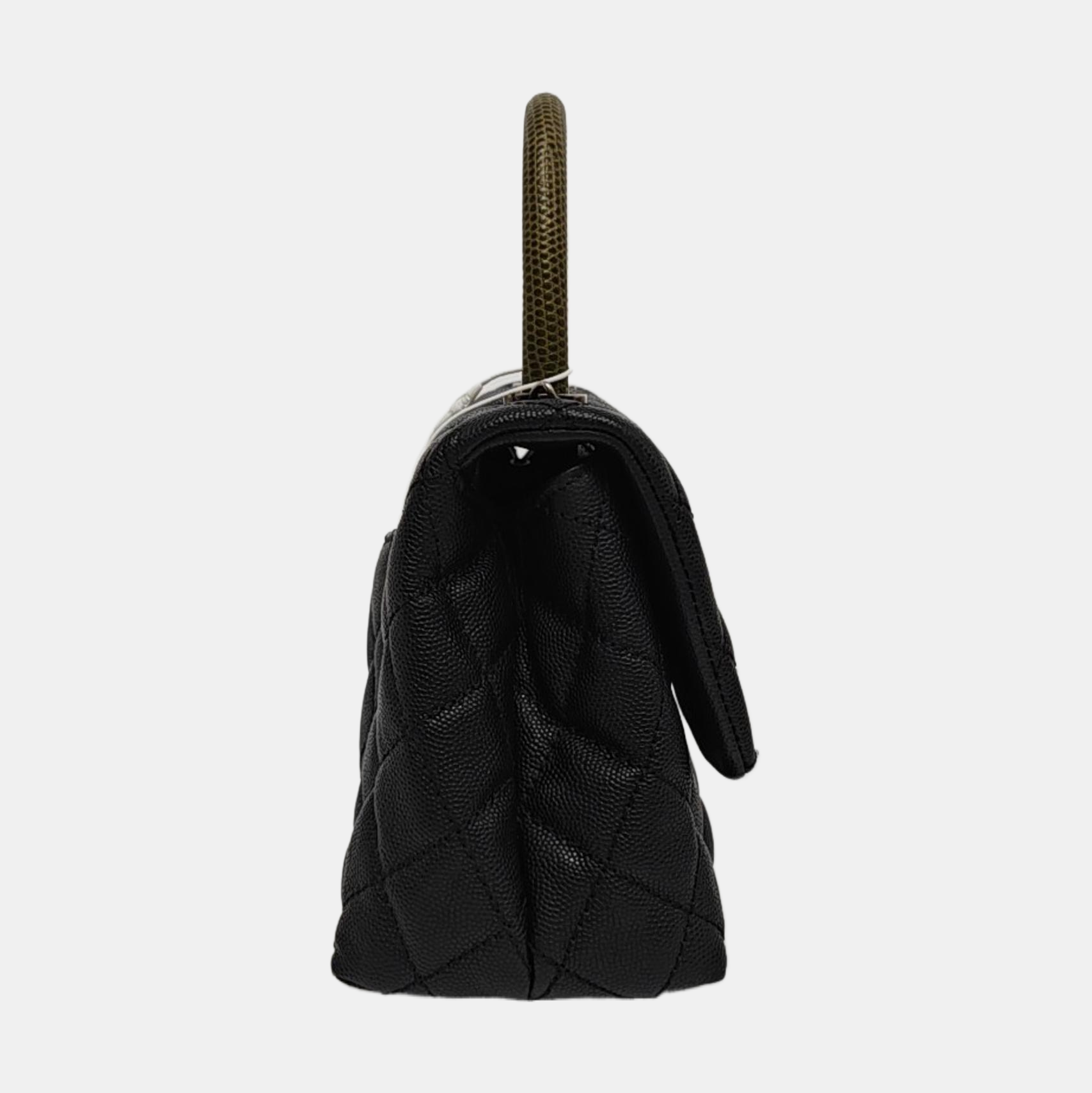 COCO HANDLE Small Quilted Grained Calfskin Black