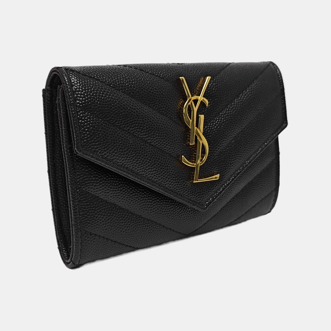 MONOGRAM Small Chevron Calfskin Black Card Holder