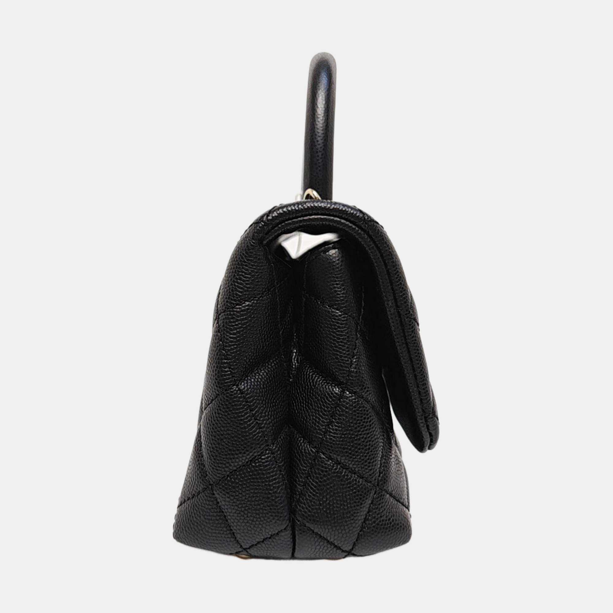 COCO HANDLE Mini Quilted Grained Calfskin Black