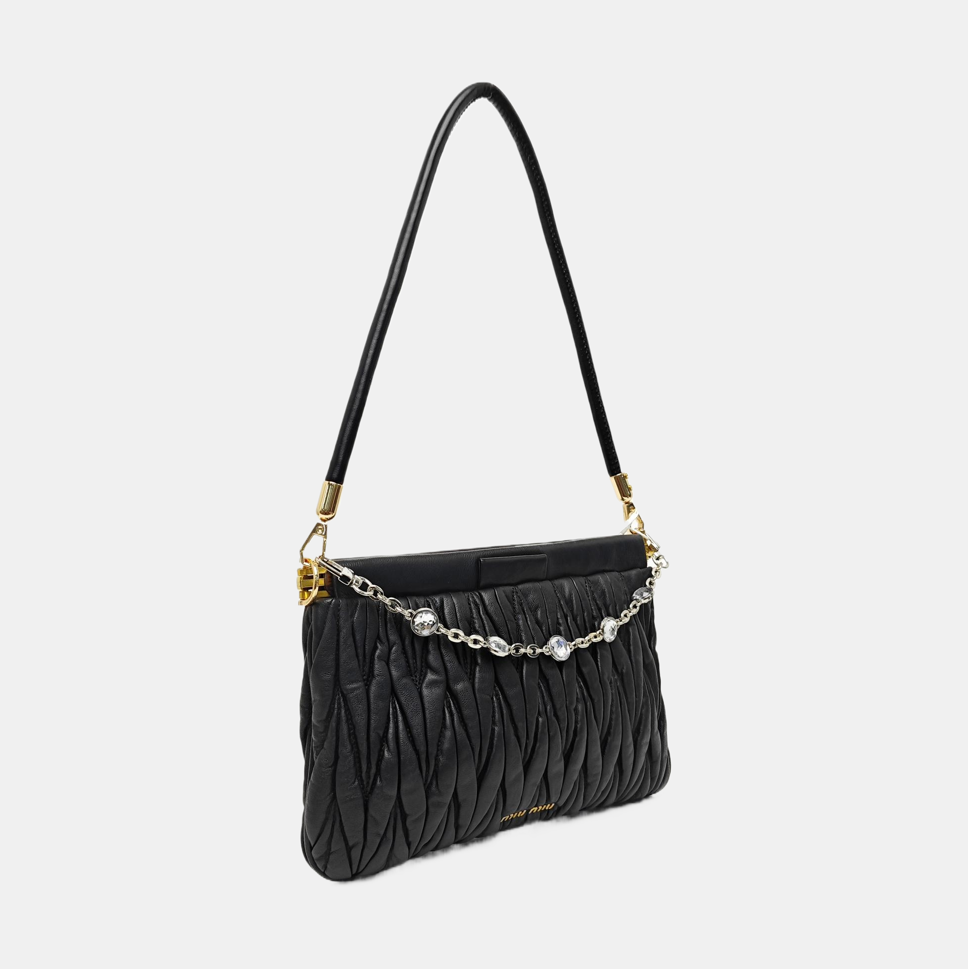 Quilted Lambskin Top Handle Bag Black