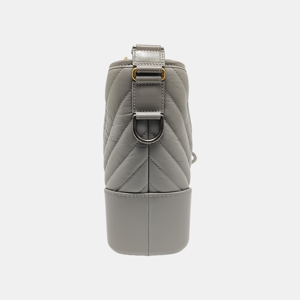 GABRIELLE Medium Chevron Calfskin Gray