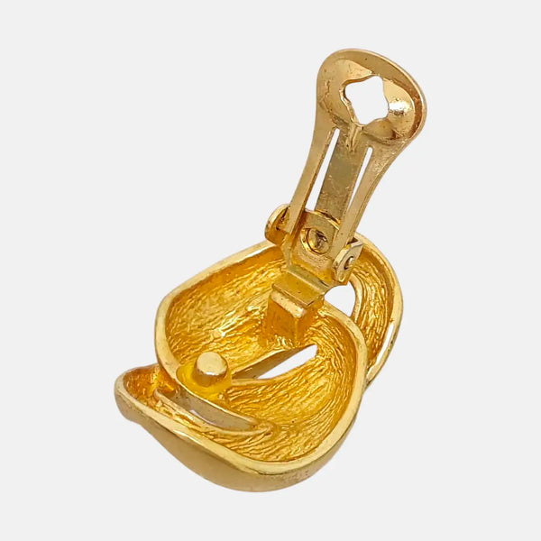 Twist Round Metal Gold Clip On Earrings