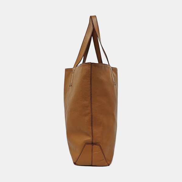 Calfskin Top Handle Bag Brown