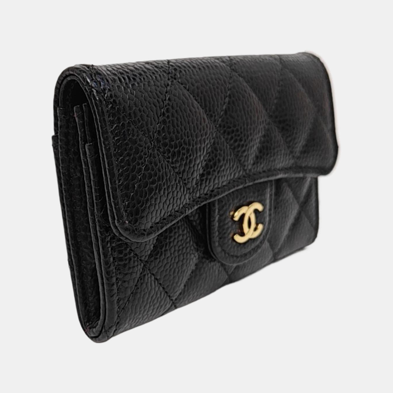 CLASSIC FLAP Quilted Grained Calfskin Black Wallet