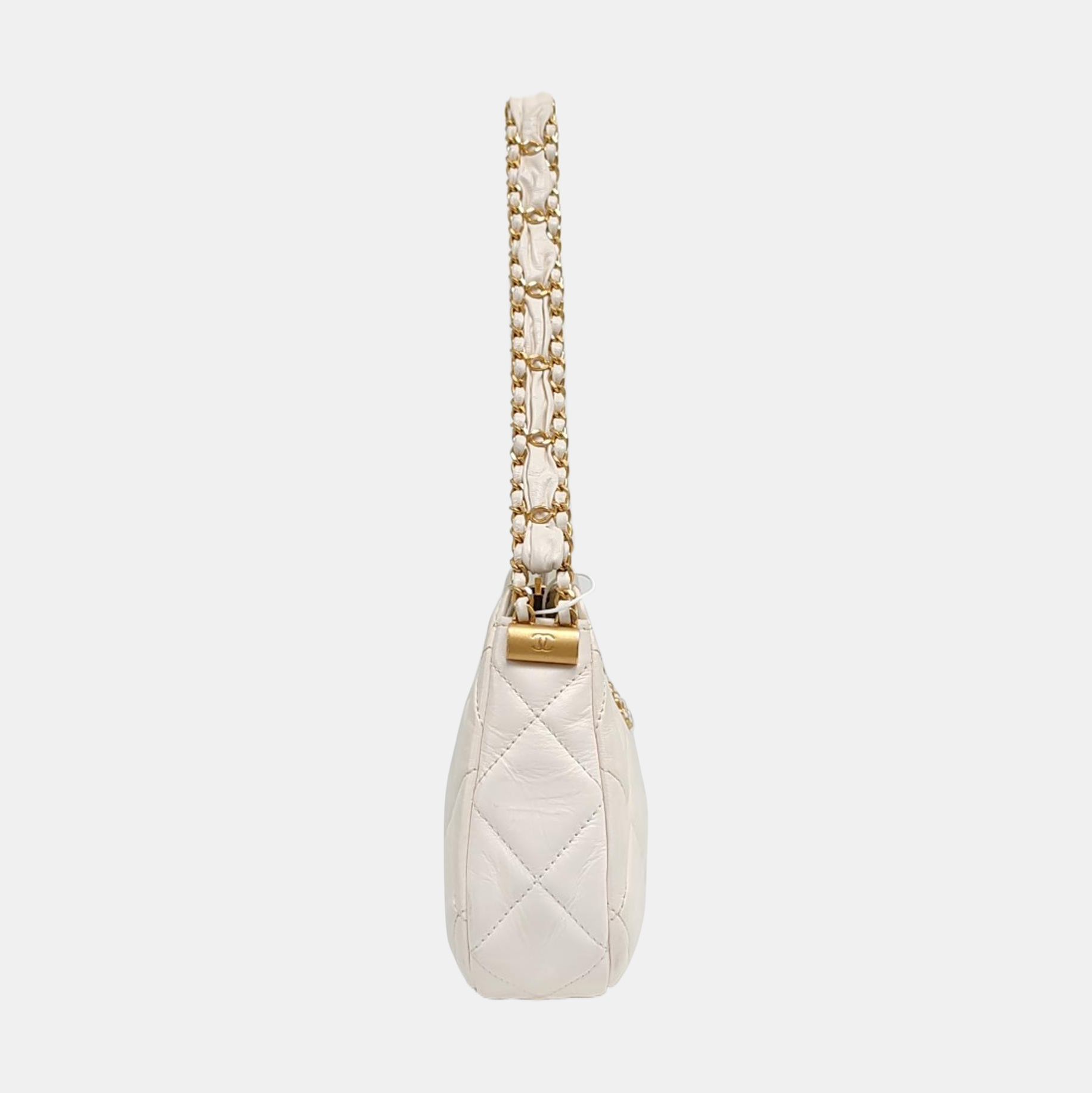 Chanel 19 Pequeño Piel de Becerro Acolchada Blanca