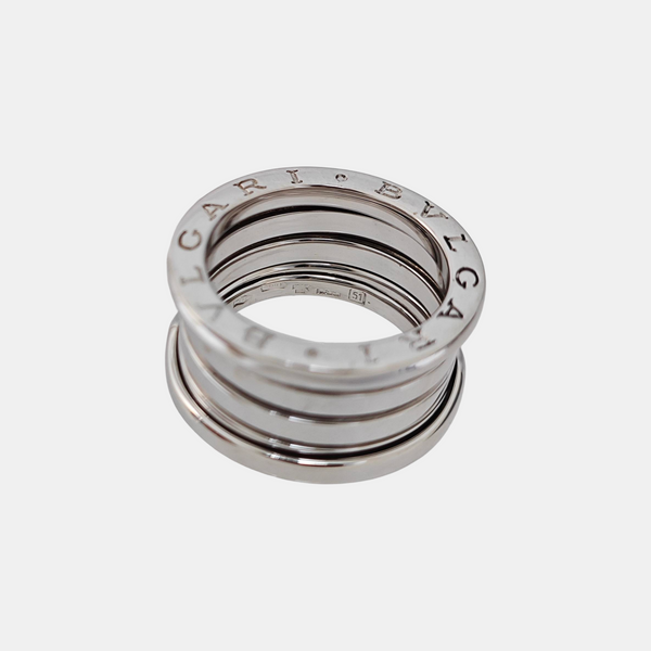 B.ZERO1 18k White Gold Silver Ring EU 51