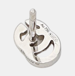 GG Running 18k White Gold Silver Stud Earrings