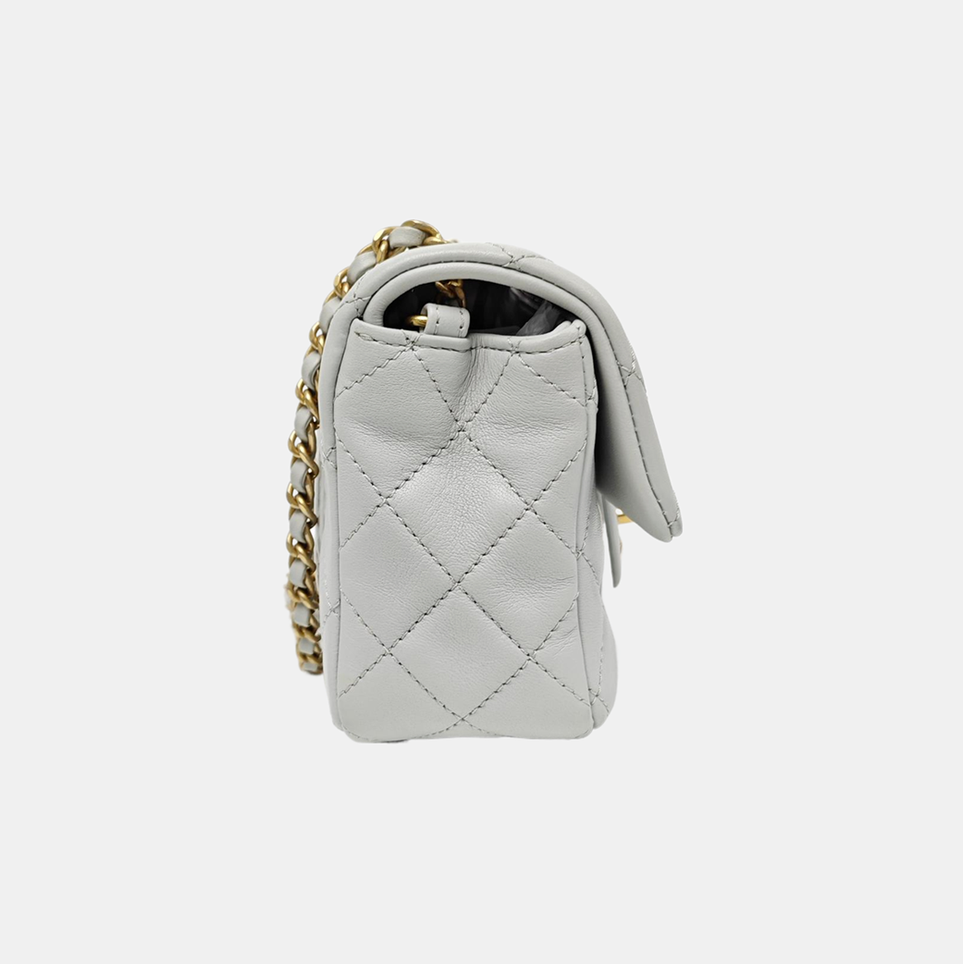 CLASSIC FLAP Mini Quilted Lambskin Gray