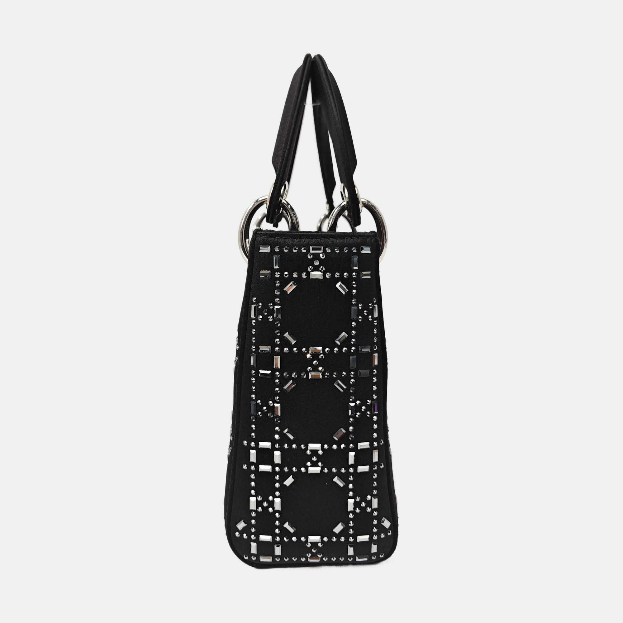 Lady Dior Mini Cannage Silk Satin Black