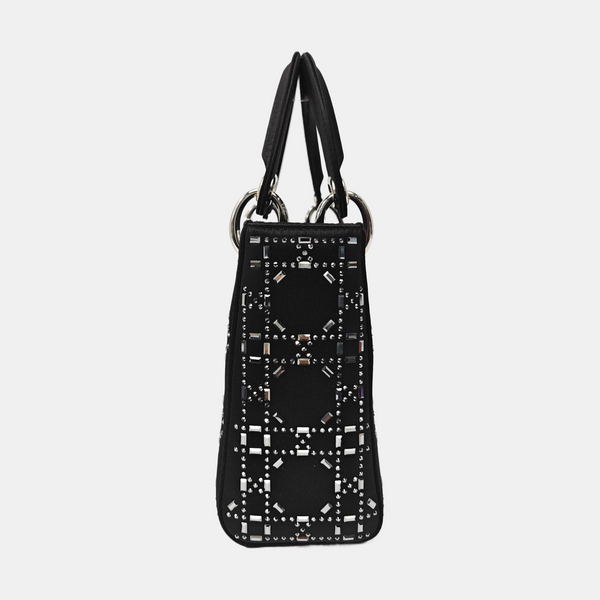 Lady Dior Mini Cannage Silk Satin Black