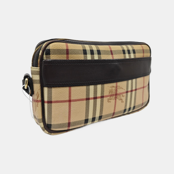Coated Canvas Clutch Beige