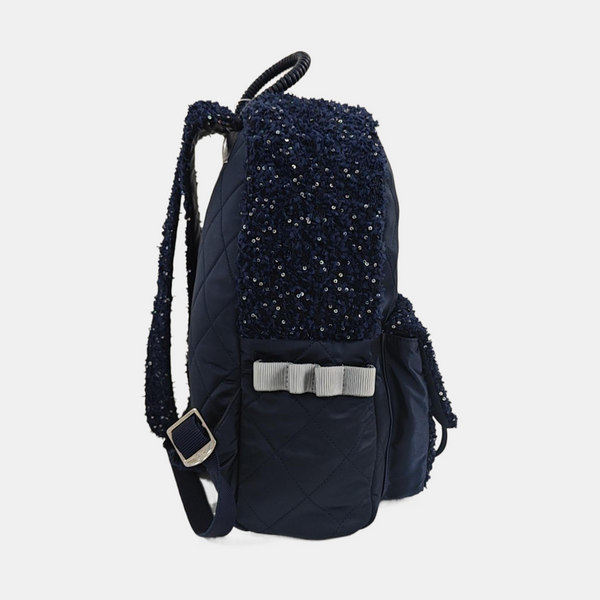 Quilted Nylon Backpack Blue