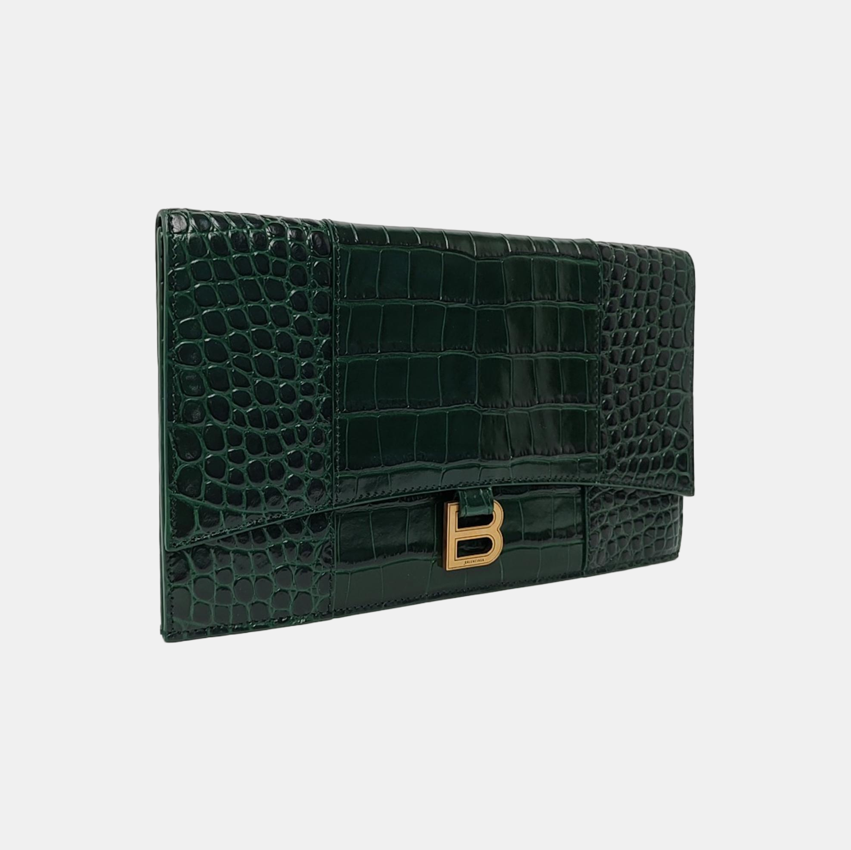 Authenticated pre-owned  Hourglass Calfskin Green - Clutch at Looply
