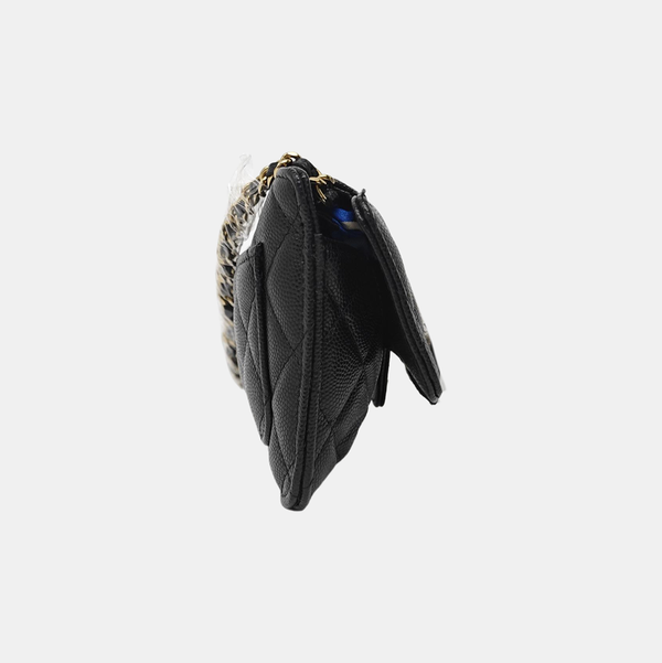 Quilted Grained Calfskin Shoulder Bag Black