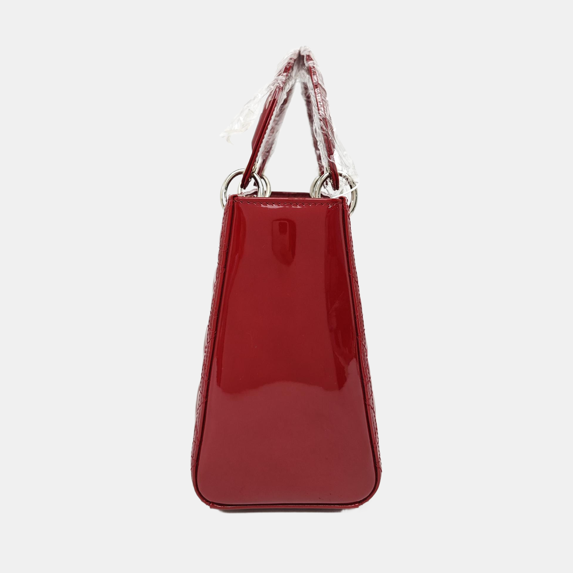 Lady Dior Medium Cannage Patent Leather Red