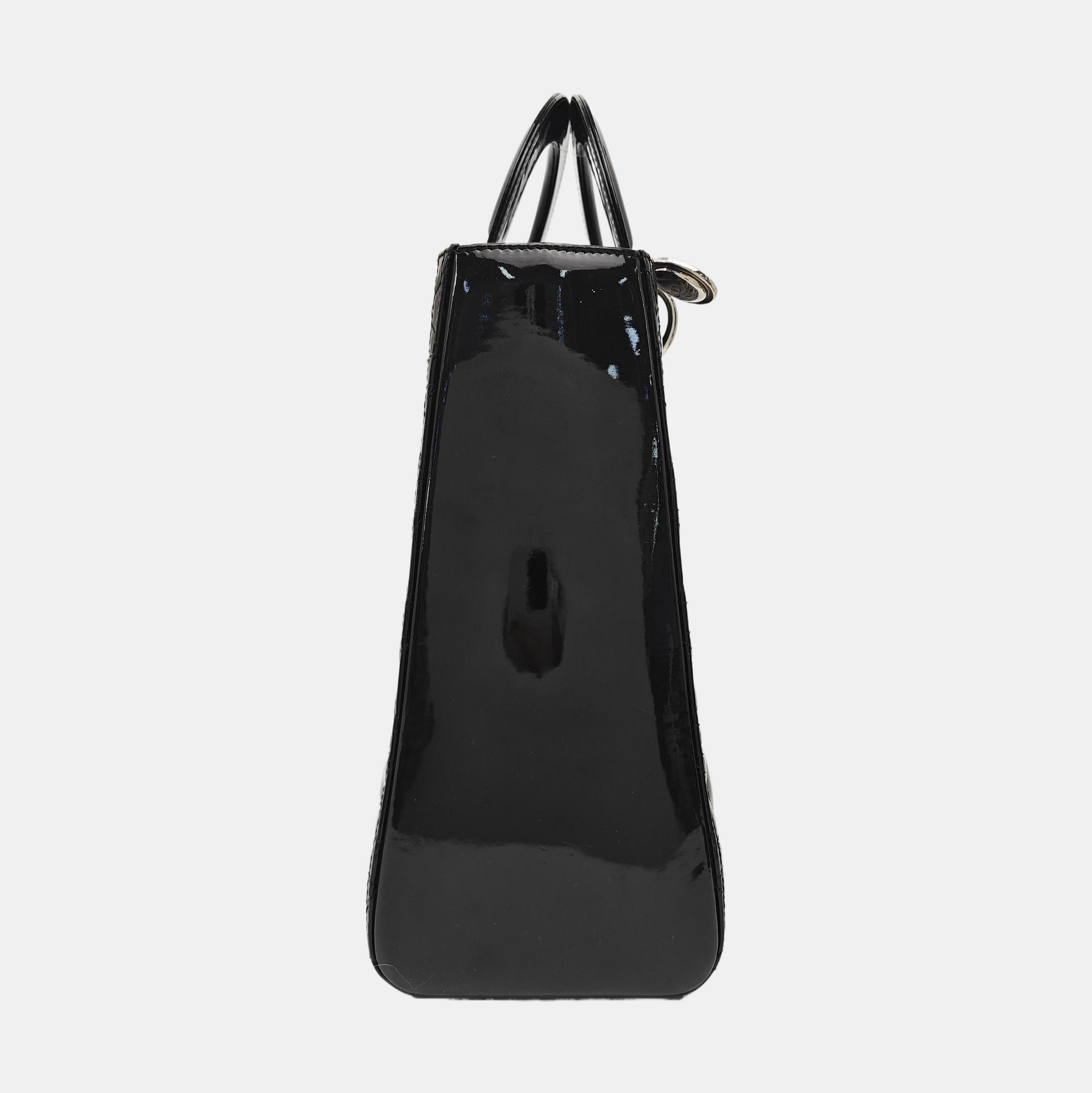 Lady Dior Large Cannage Patent Leather Black