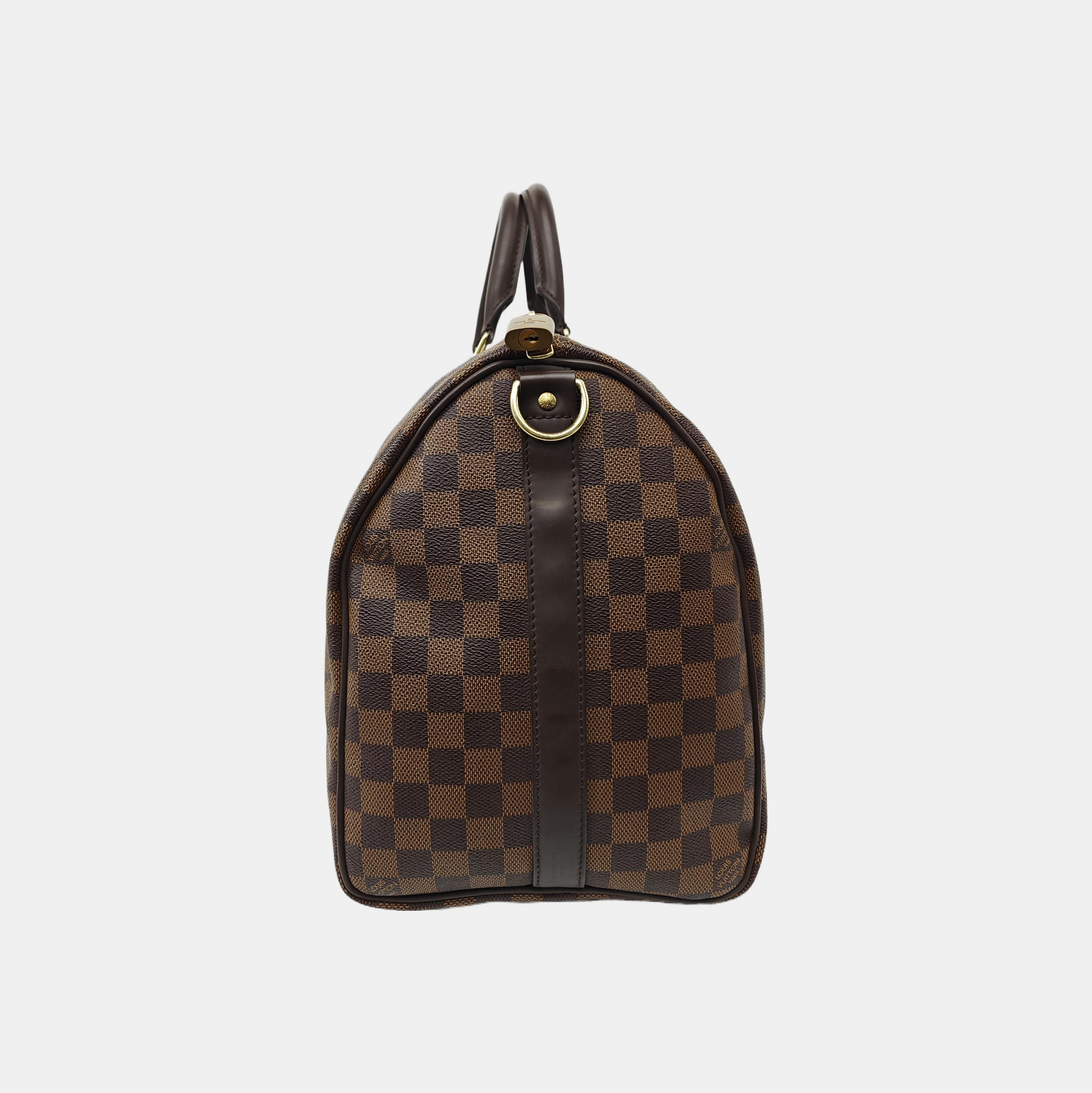 KEEPALL 45 Damier Ebene Coated Canvas Brown