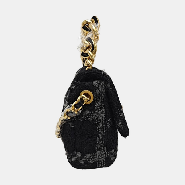 CHANEL 19 Small Quilted Wool Black