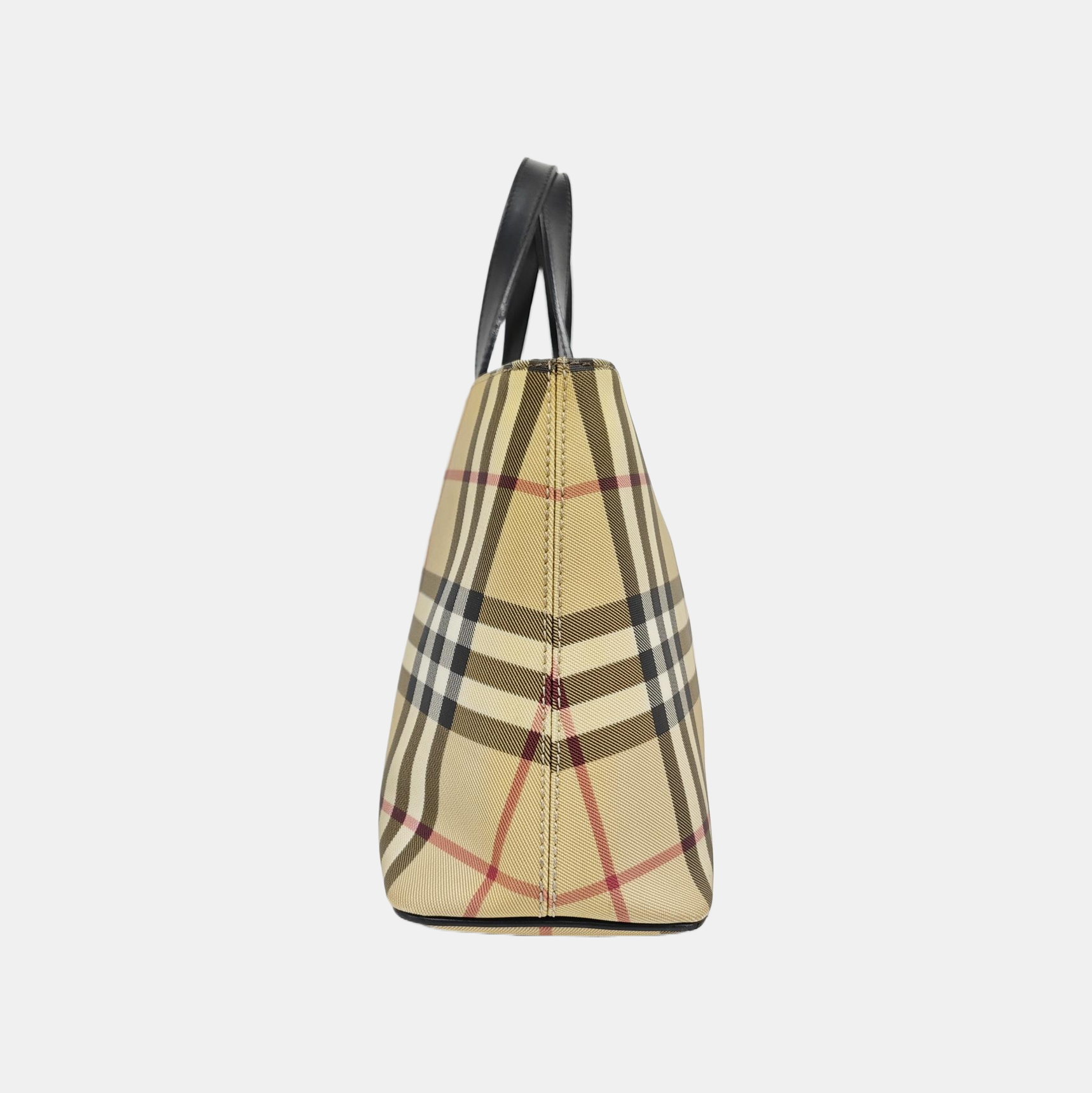 Coated Canvas Top Handle Bag Beige