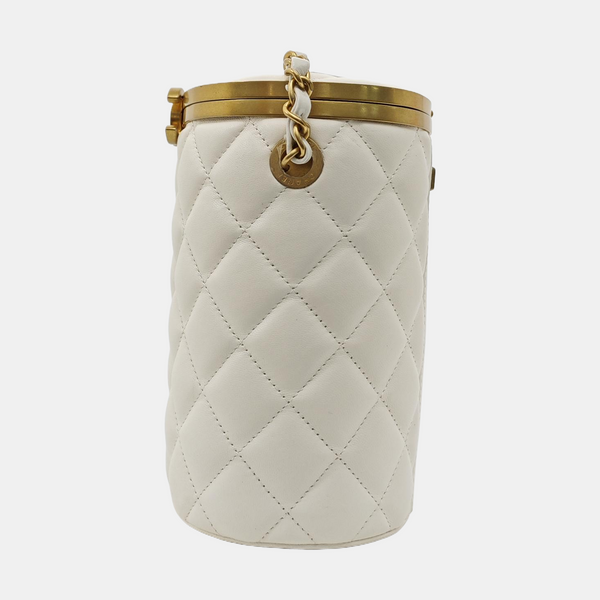 CROWN BOX VANITY Quilted Lambskin White