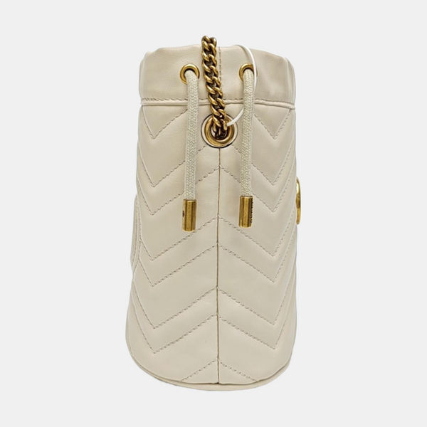GG Marmont Mini Quilted Calfskin White