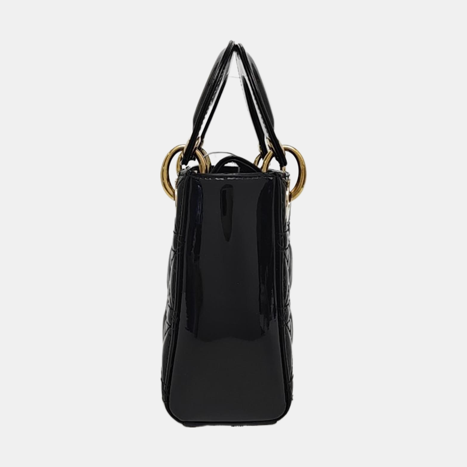 Lady Dior Mini Cannage Patent Leather Black