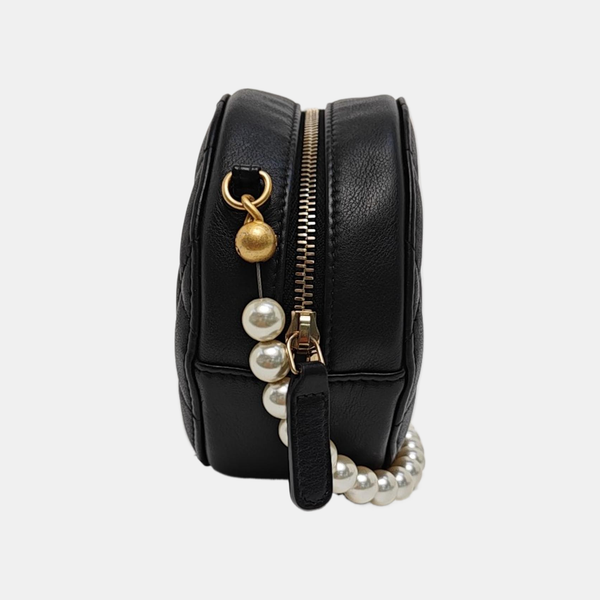 ROUND Mini Quilted Calfskin Black