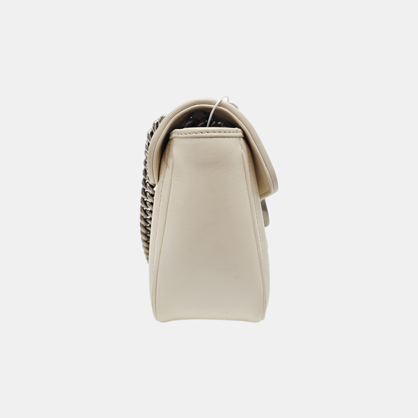 GG Marmont Medium Quilted Calfskin White