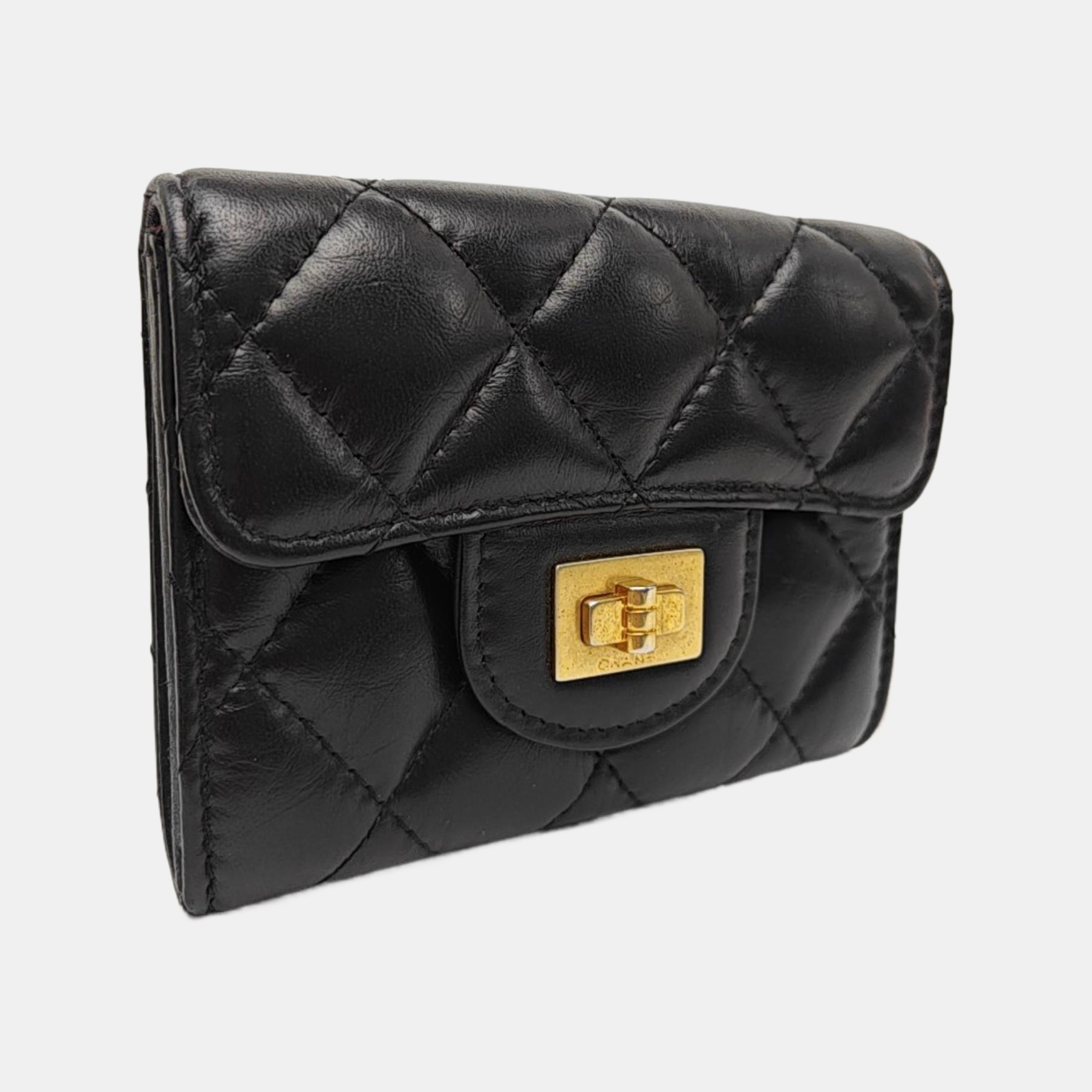 2.55 225 (small) Quilted Calfskin Black Card Holder
