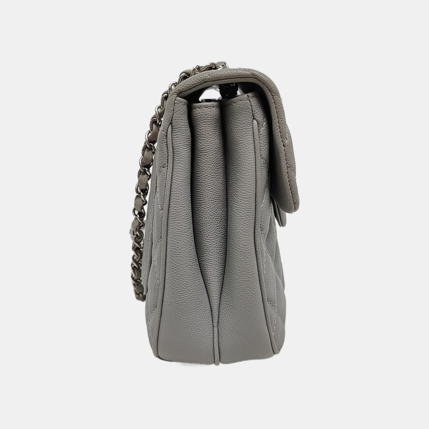 Authenticated pre-owned  CLASSIC FLAP Quilted Grained Calfskin Grey - Shoulder Bag at Looply