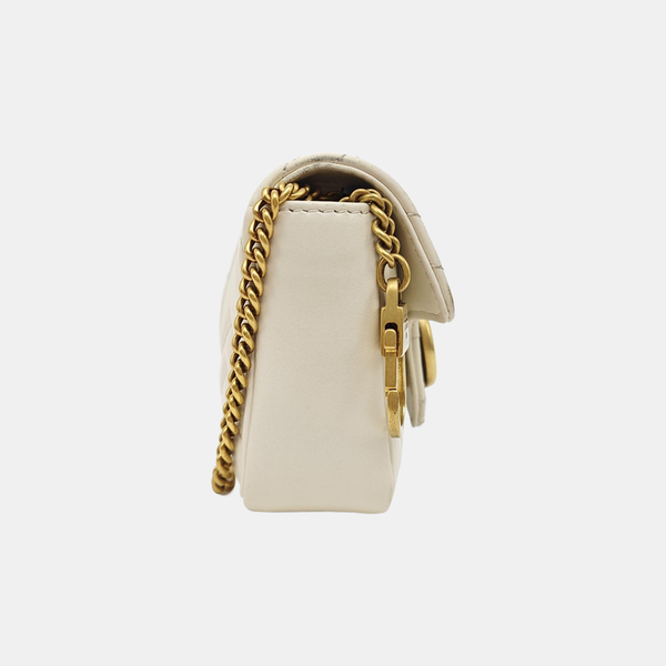 GG Marmont Mini Quilted Calfskin White
