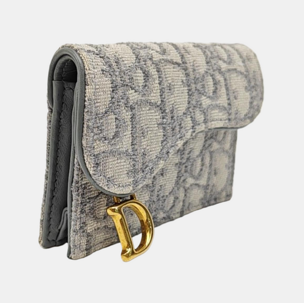 Saddle Mini Oblique Fabric Gray Card Holder